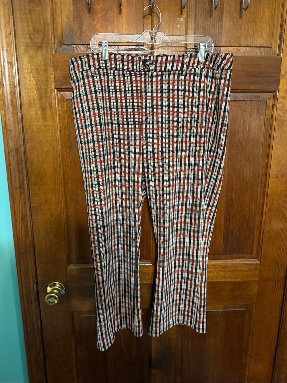 CAbi Plaid Trousers in Red, Black & Cream